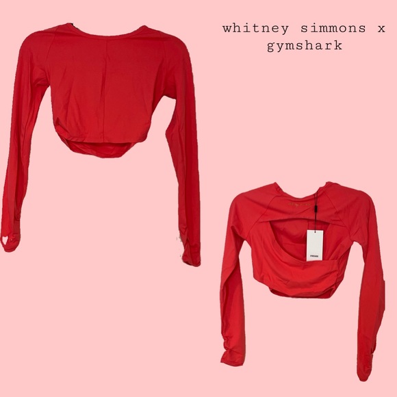 Gym shark x Whitney simmons LS crop top cyber red - Picture 1 of 4